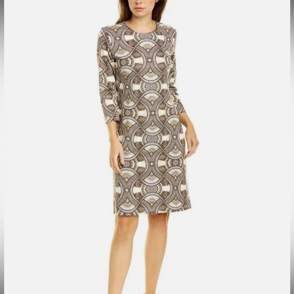 J. McLaughlin Chocolate/Tan Devon Dress Women’s Medium - Picture 2 of 8